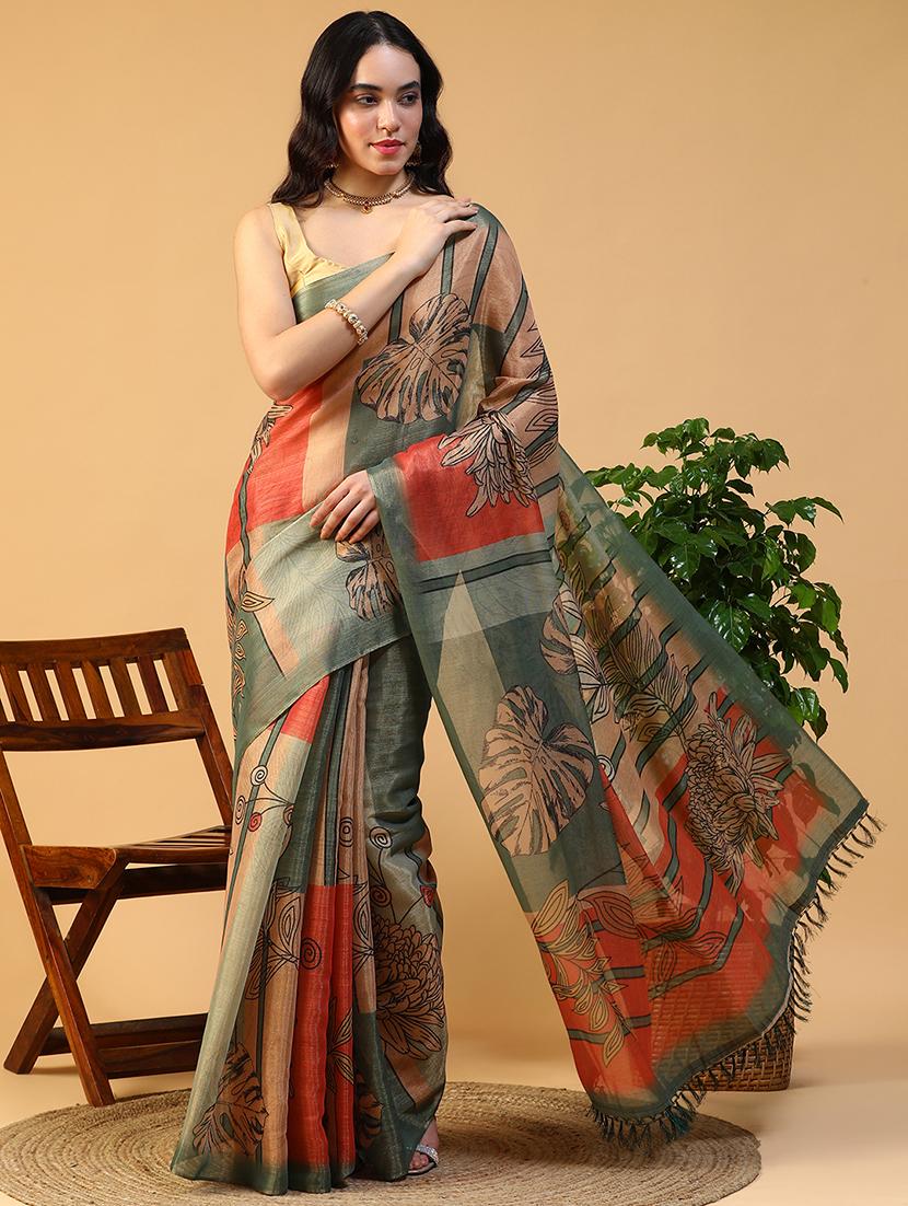women printed casual wear saree with blouse - 21993738 - Standard Image - 3