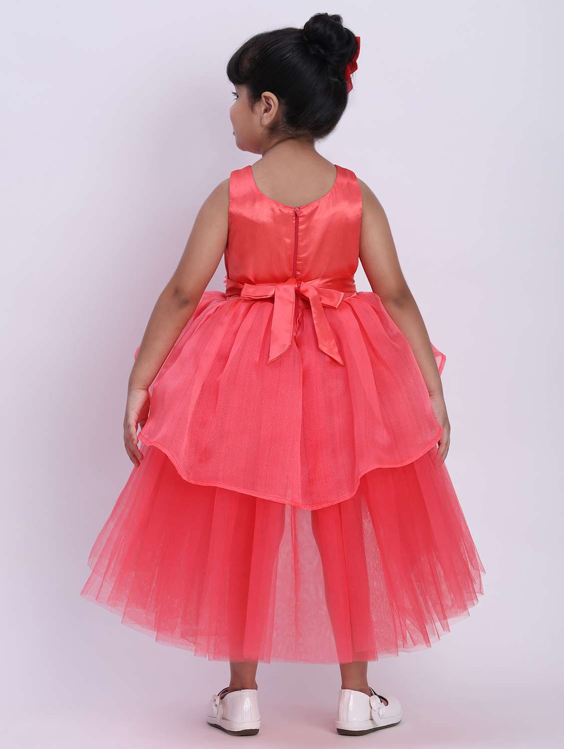 girls coral tiered party wear dress - 21993769 -  Standard Image - 3