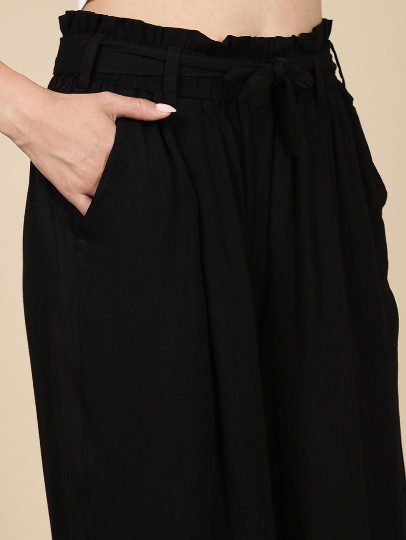 women solid high rise flared palazzo - 21993778 - Standard Image - 5