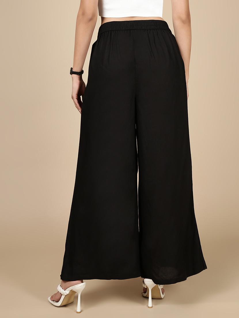 women solid high rise flared palazzo - 21993779 - Standard Image - 3