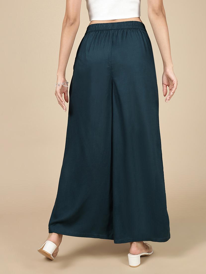 women solid high rise flared palazzo - 21993780 - Standard Image - 3