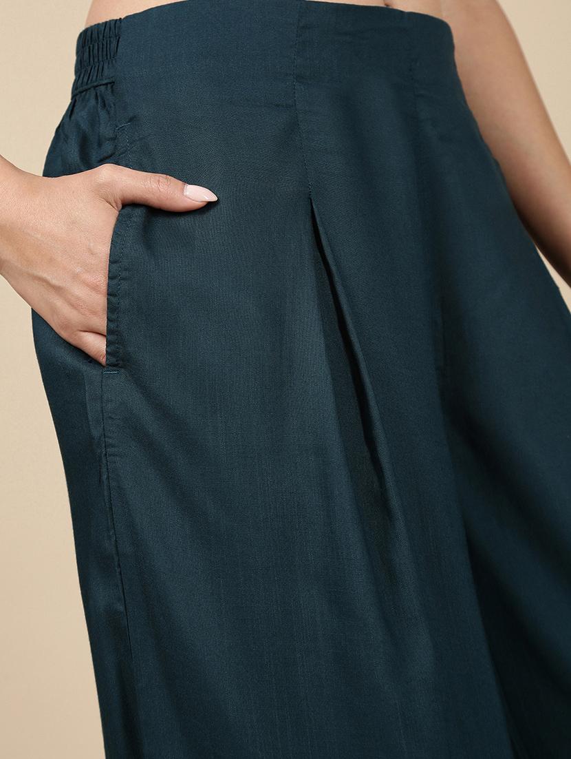 women solid high rise flared palazzo - 21993780 - Standard Image - 5
