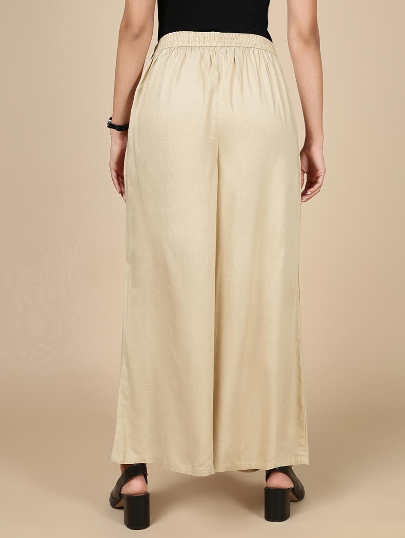 women solid high rise flared palazzo - 21993781 - Standard Image - 3