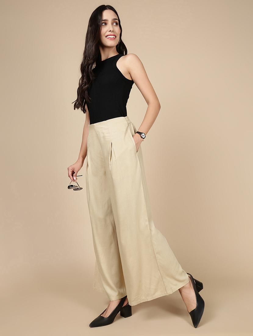 women solid high rise flared palazzo - 21993781 - Standard Image - 5
