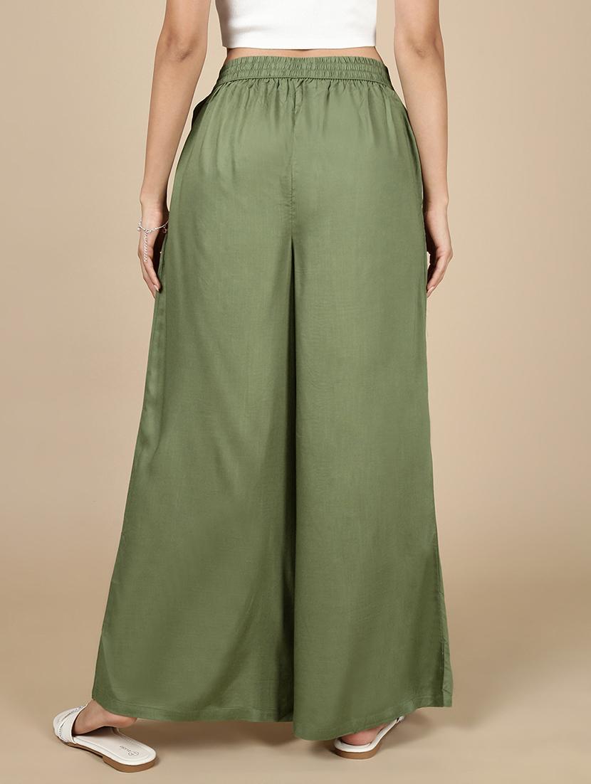 women solid high rise flared palazzo - 21993782 - Standard Image - 3