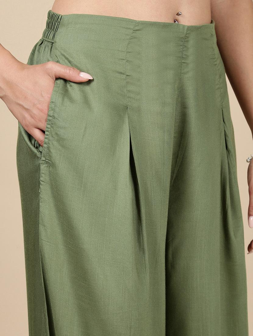 women solid high rise flared palazzo - 21993782 - Standard Image - 5