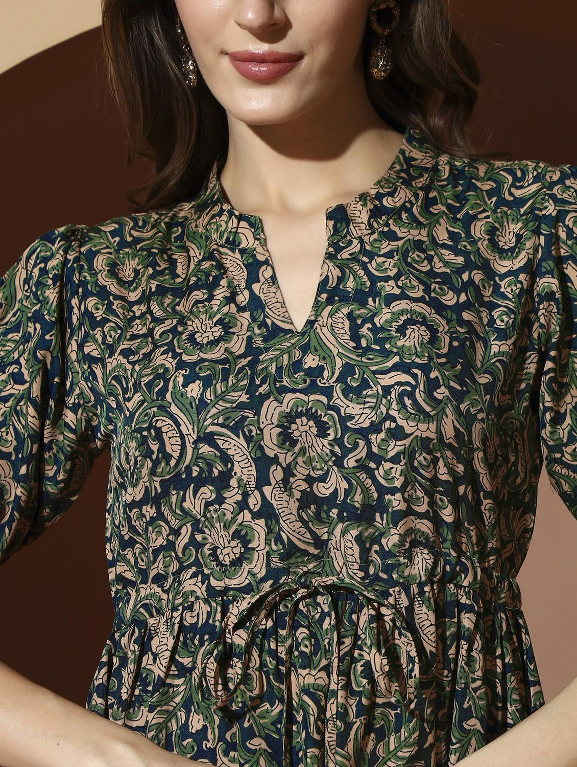 women printed puff sleeve tiered dress - 21993785 - Standard Image - 5