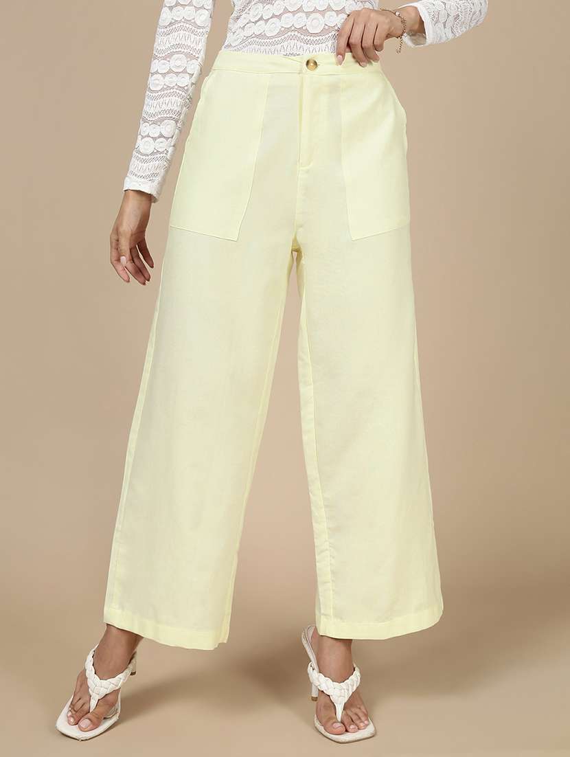 women solid mid rise wide leg trouser - 21993789 - Zoom Image - 0