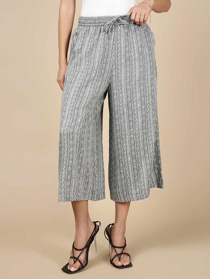 women grey printed mid rise culottes - 21993790 - Zoom Image - 0