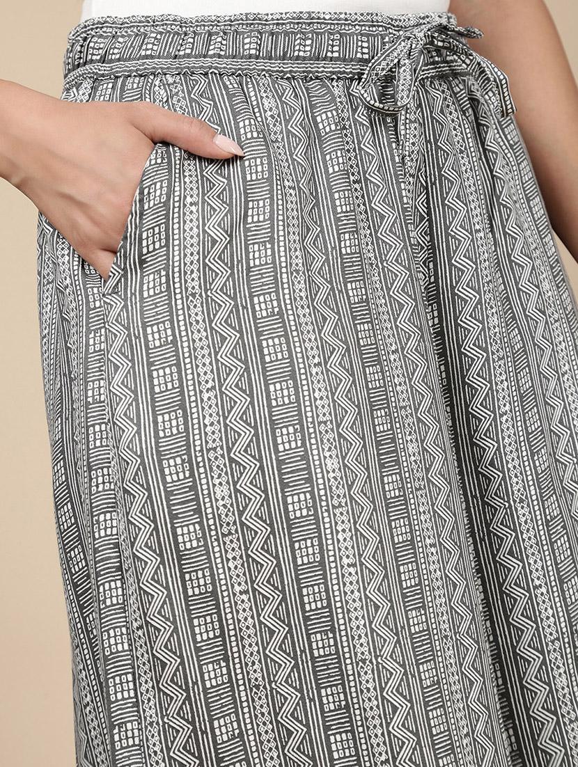 women grey printed mid rise culottes - 21993790 - Standard Image - 3