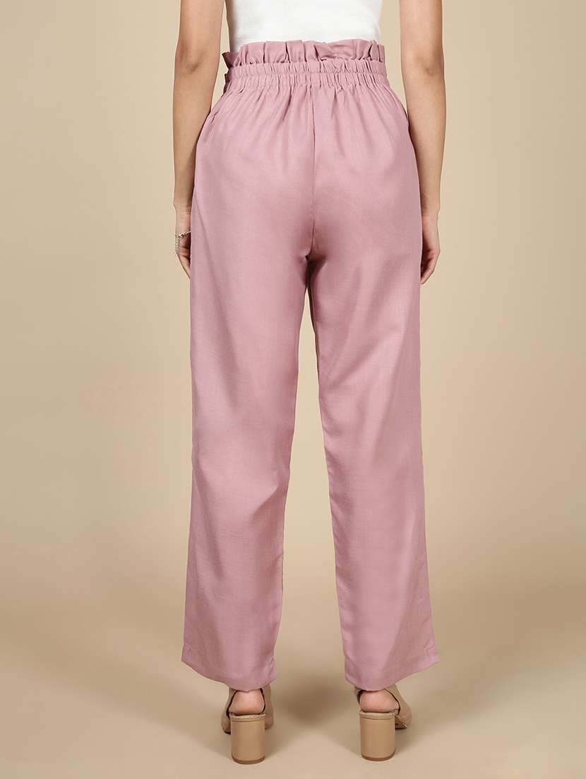 women solid high rise straight trouser - 21993792 -  Standard Image - 3