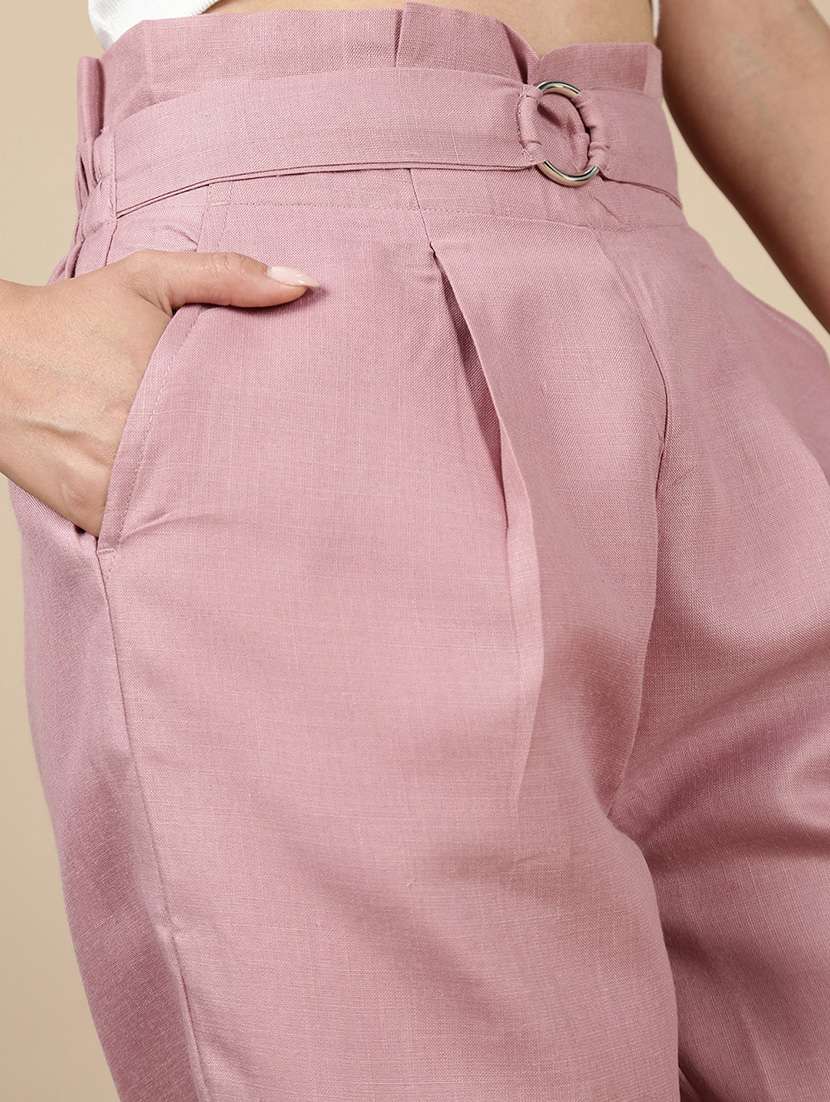 women solid high rise straight trouser - 21993792 -  Standard Image - 5