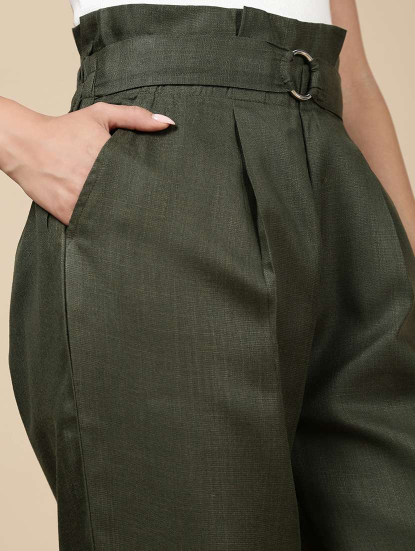 women solid high rise straight trouser - 21993793 -  Standard Image - 5