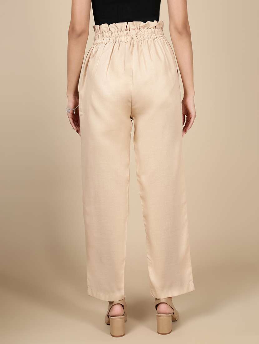women solid high rise straight trouser - 21993794 - Standard Image - 3