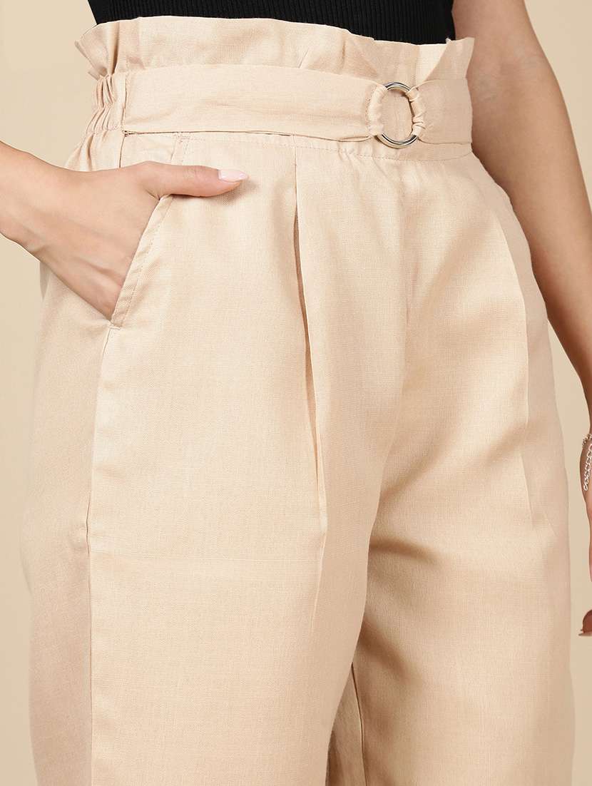 women solid high rise straight trouser - 21993794 - Standard Image - 5