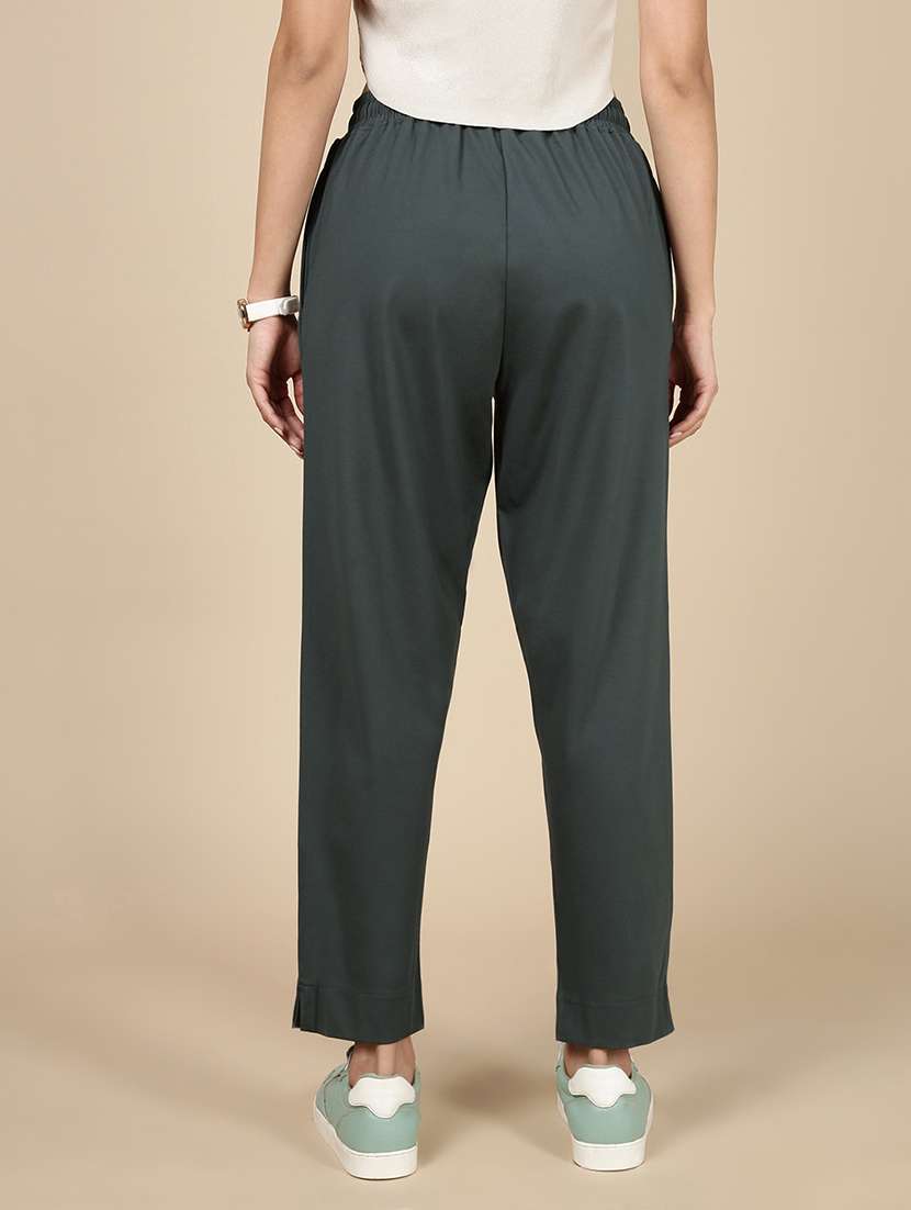 women solid mid rise track pant - 21993796 -  Standard Image - 3