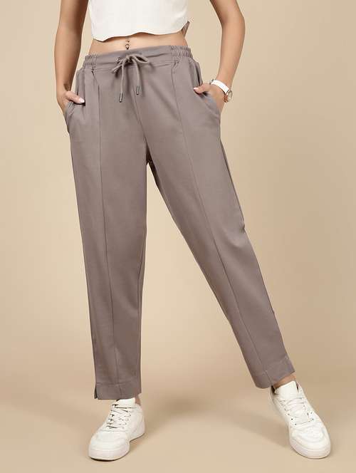 women solid mid rise track pant - 21993797 -  Standard Image - 0