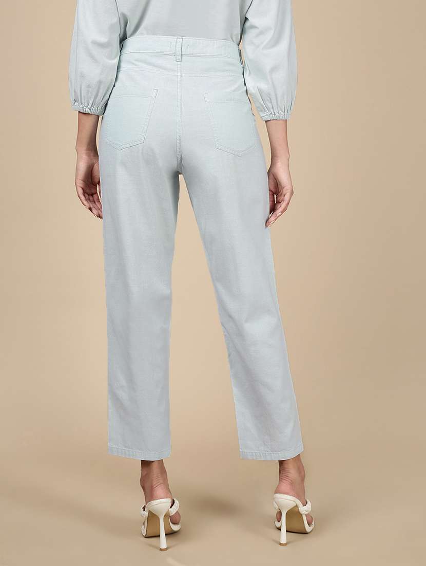 women solid mid rise straight trouser - 21993798 - Standard Image - 3