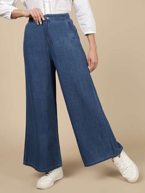 women solid high rise wide leg trouser - 21993804 -  Standard Image - 0