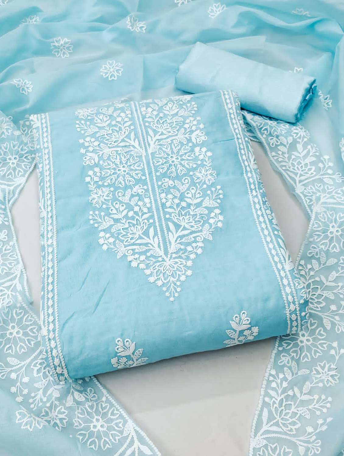 women embroidered unstitched suit set