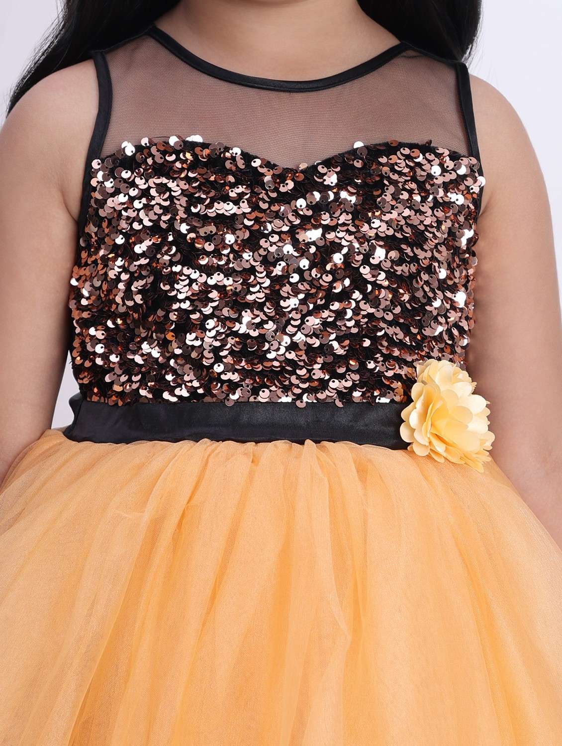girls sequined sleeveless flared party gown - 21993830 - Standard Image - 3