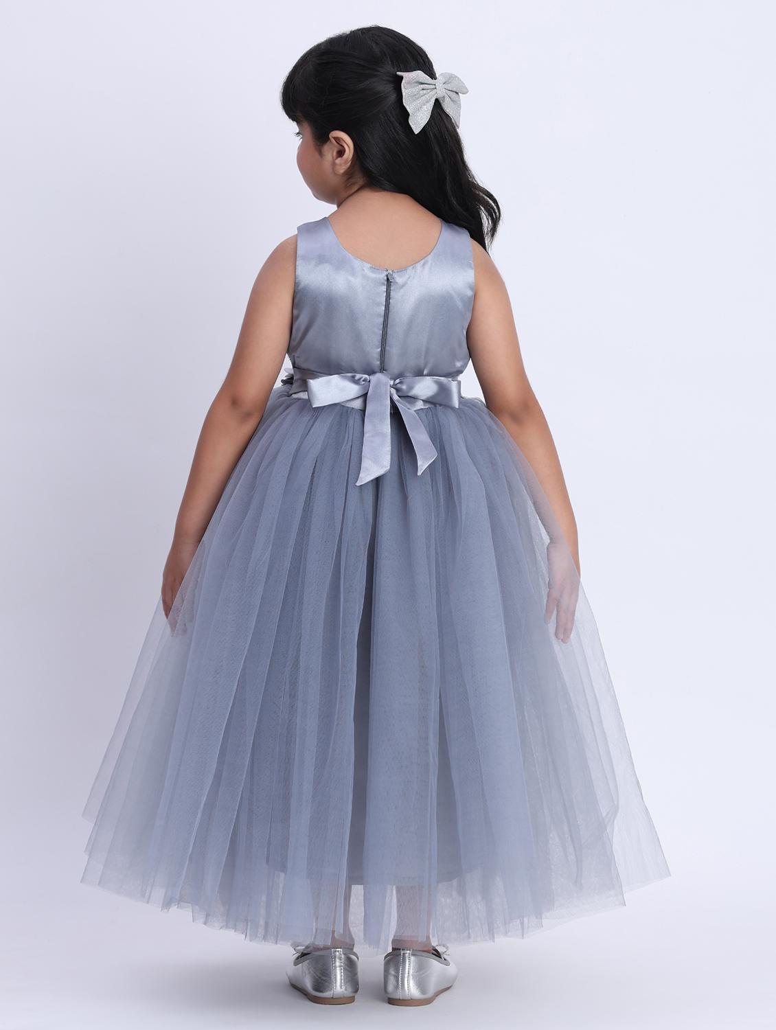 girls grey sequined sleeveless flared party gown - 21993831 - Standard Image - 3