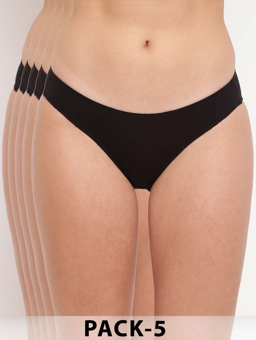 women pack of 5 solid low rise bikini panty