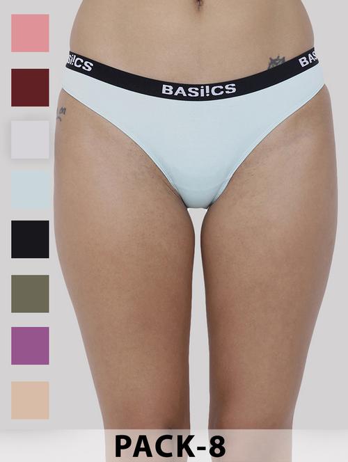 women pack of 8 solid low rise bikini panty - 21993856 - Standard Image - 0