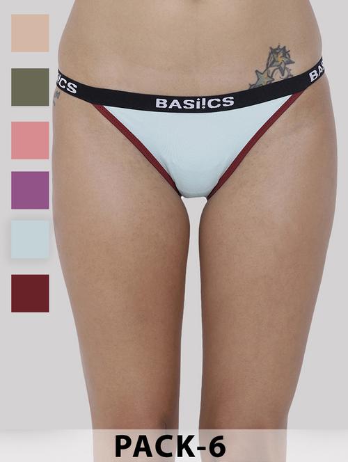 women pack of 6 solid low rise bikini panty - 21993857 - Standard Image - 0