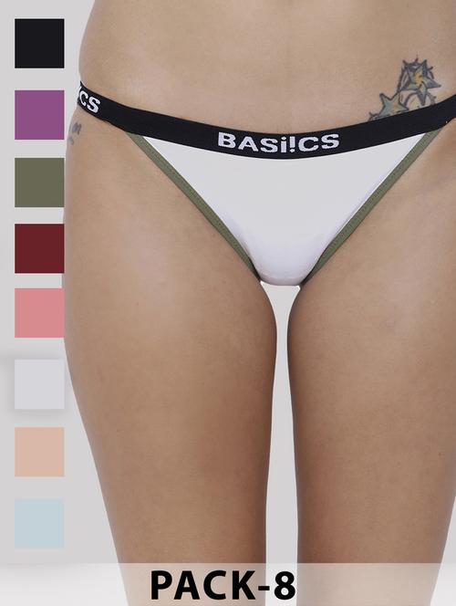 women pack of 8 solid low rise bikini panty - 21993858 -  Standard Image - 0