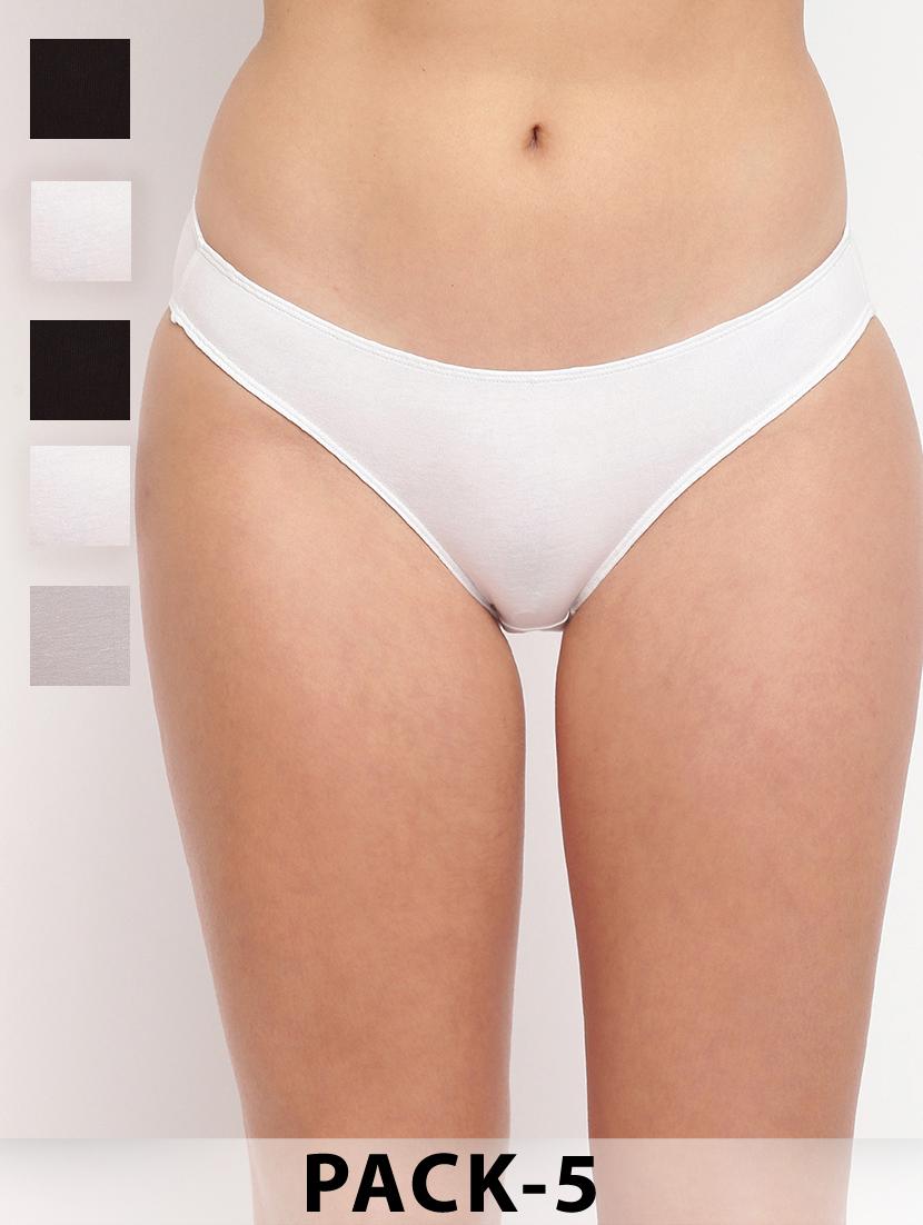 women pack of 5 solid low rise thongs