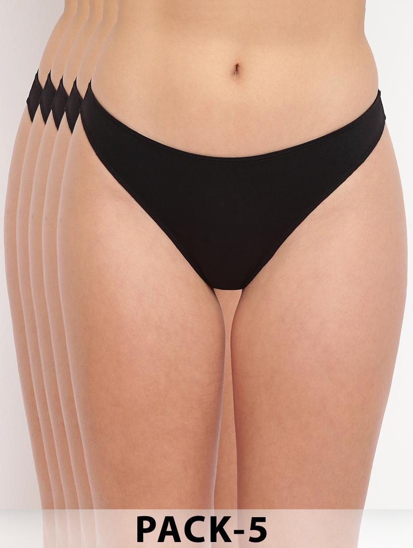 women pack of 5 solid low rise thongs
