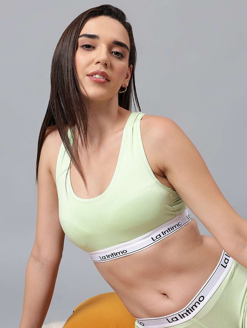 women solid lightly padded sports bra - 21993872 -  Standard Image - 3