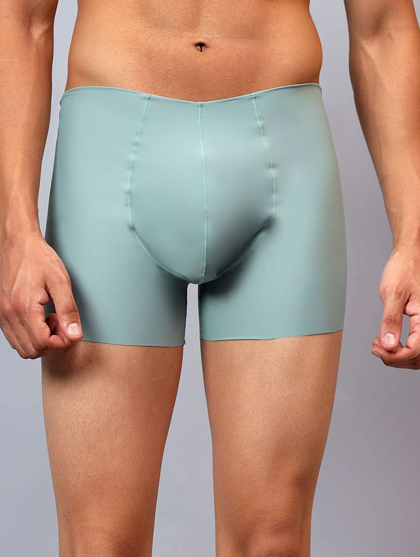 men solid mid rise seamless trunks