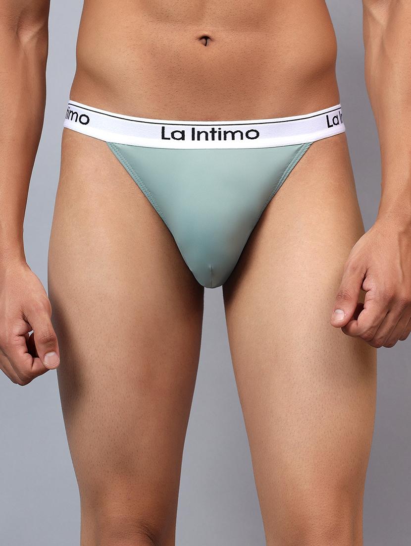 men solid low rise thongs 