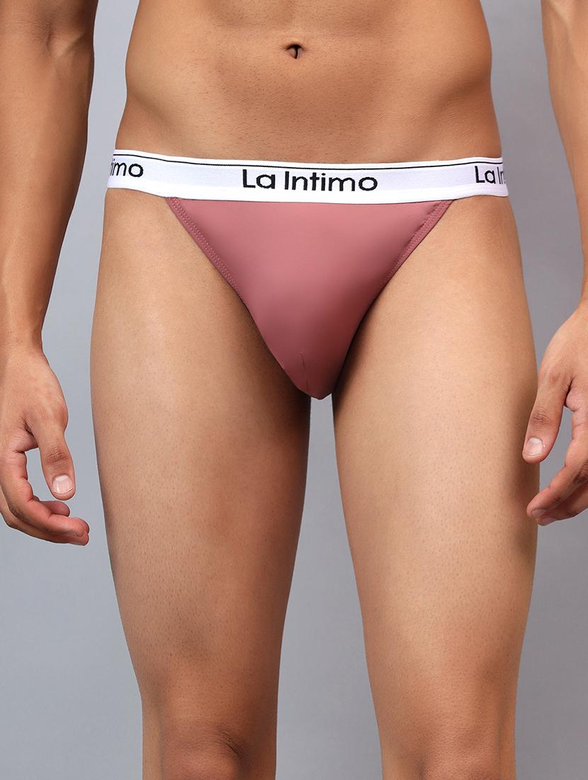 men solid low rise thongs 