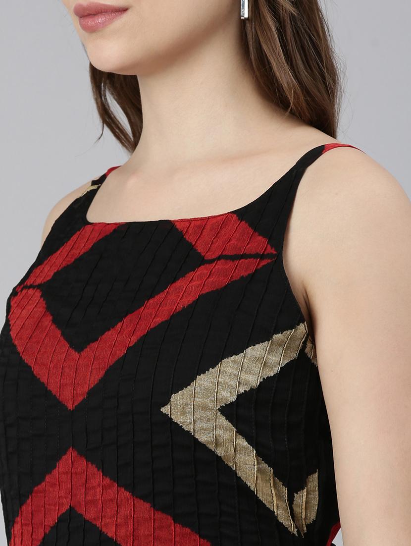 women geometric print shoulder strap tiered dress - 21993905 - Standard Image - 5