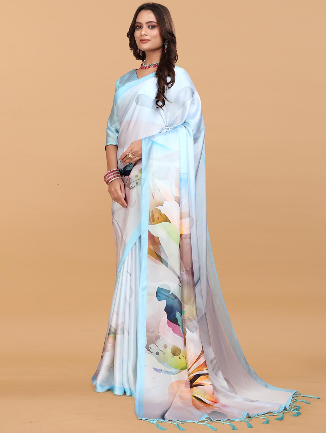 women floral printed saree with blouse - 21993920 - Standard Image - 3