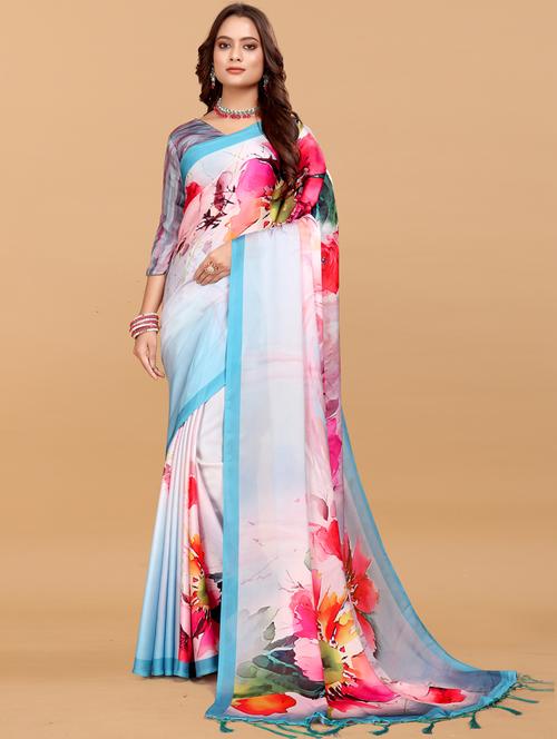 women floral printed saree with blouse - 21993922 - Standard Image - 0