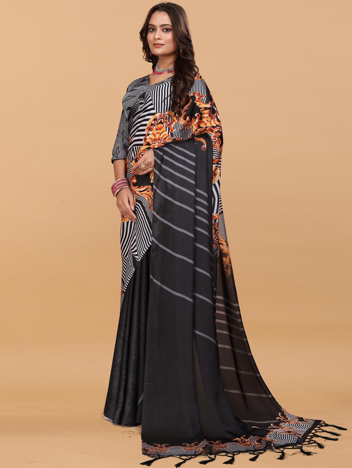 women printed casual wear saree with blouse - 21993923 - Standard Image - 3