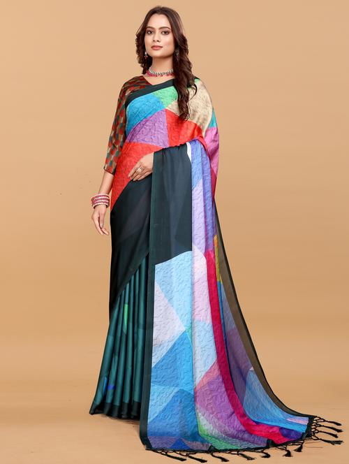 women printed casual wear saree with blouse - 21993925 - Standard Image - 0