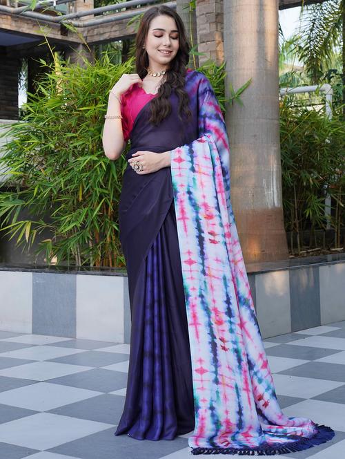 women tie & dye printed saree with blouse - 21993931 - Standard Image - 0