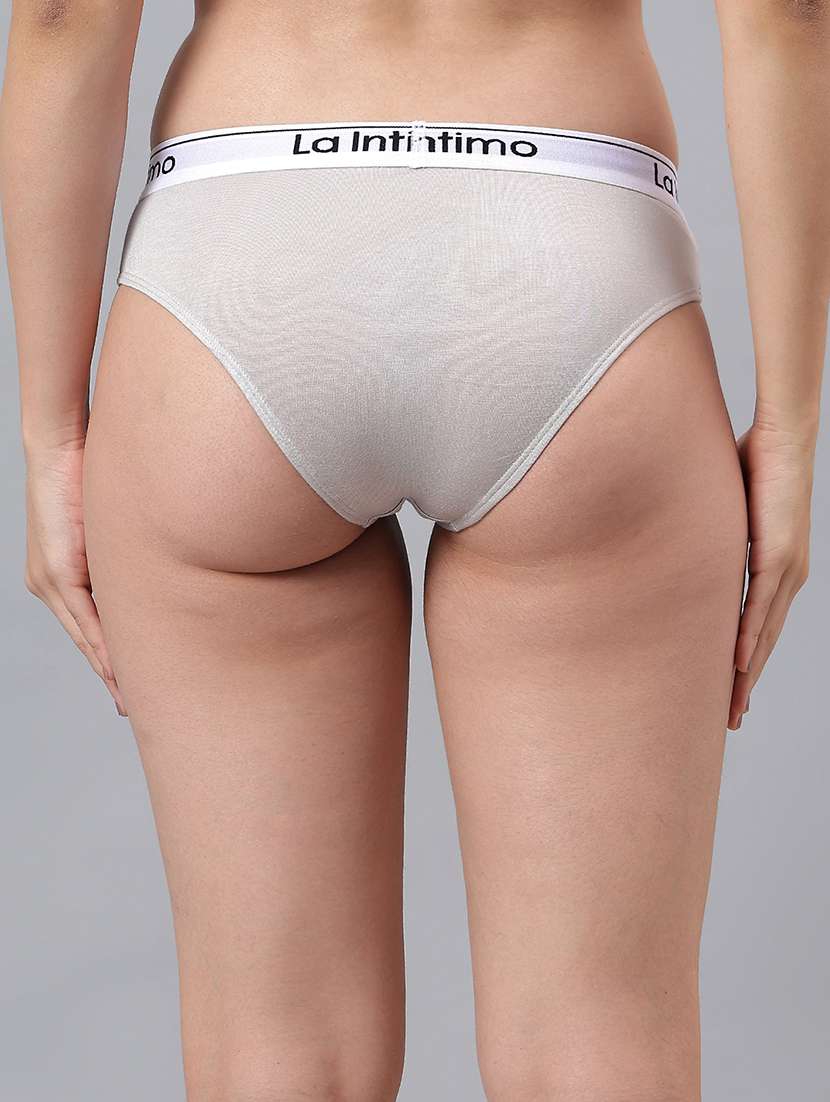 women grey solid mid rise bikini panty - 21993944 -  Standard Image - 3