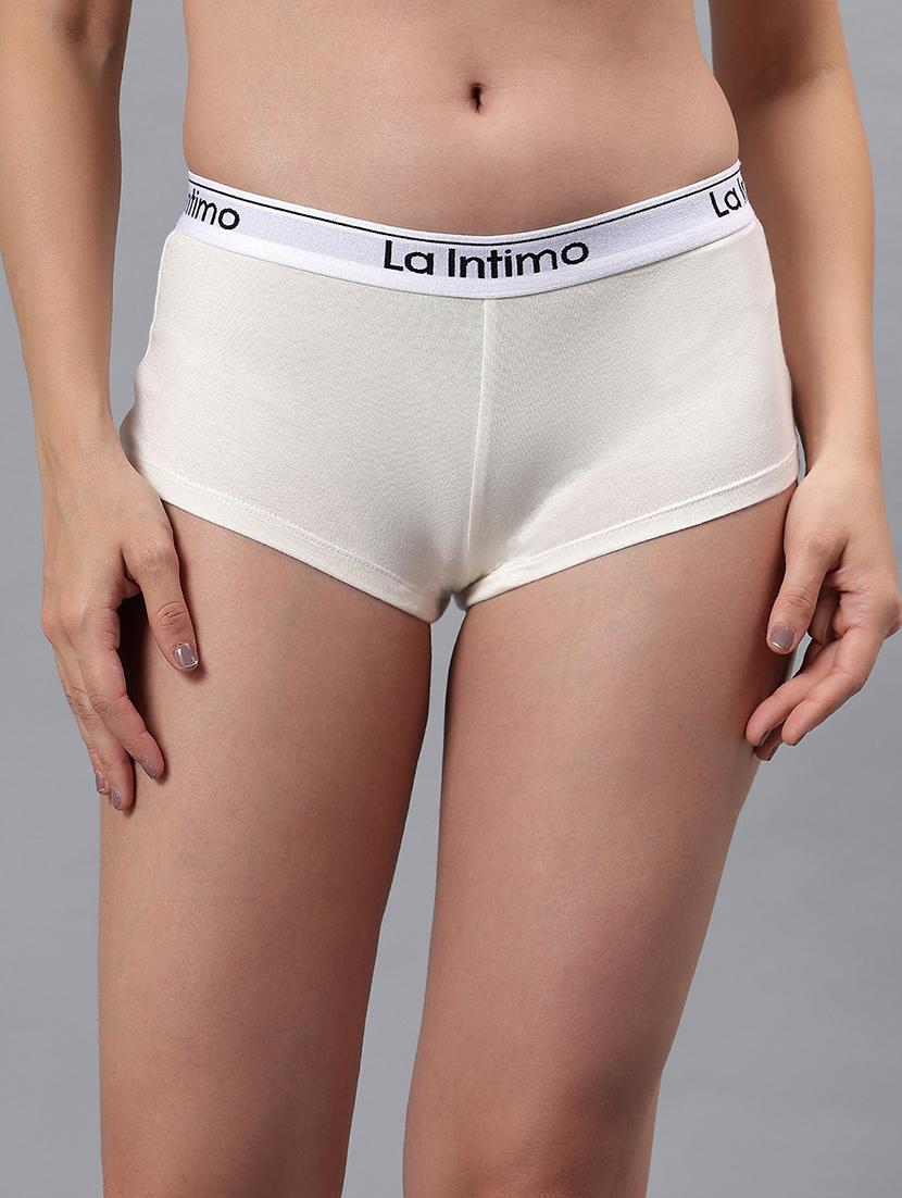 women solid mid rise boy shorts