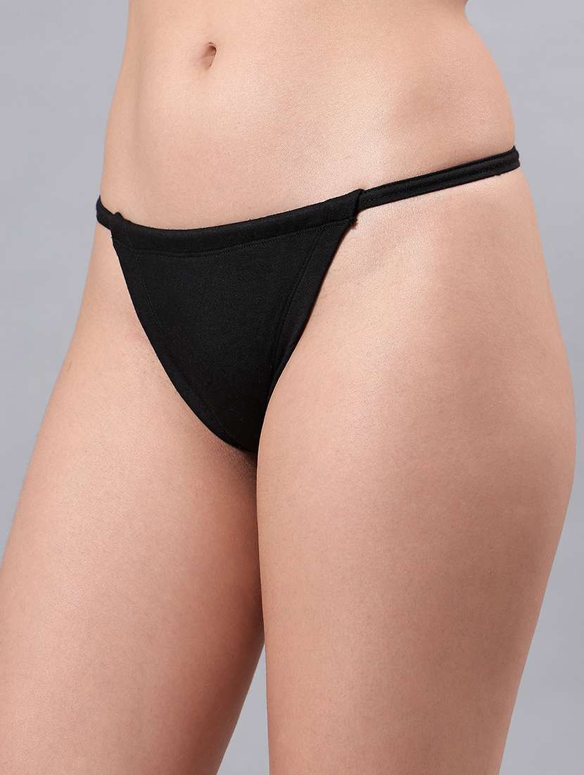 women black solid low rise thongs - 21993957 -  Standard Image - 3