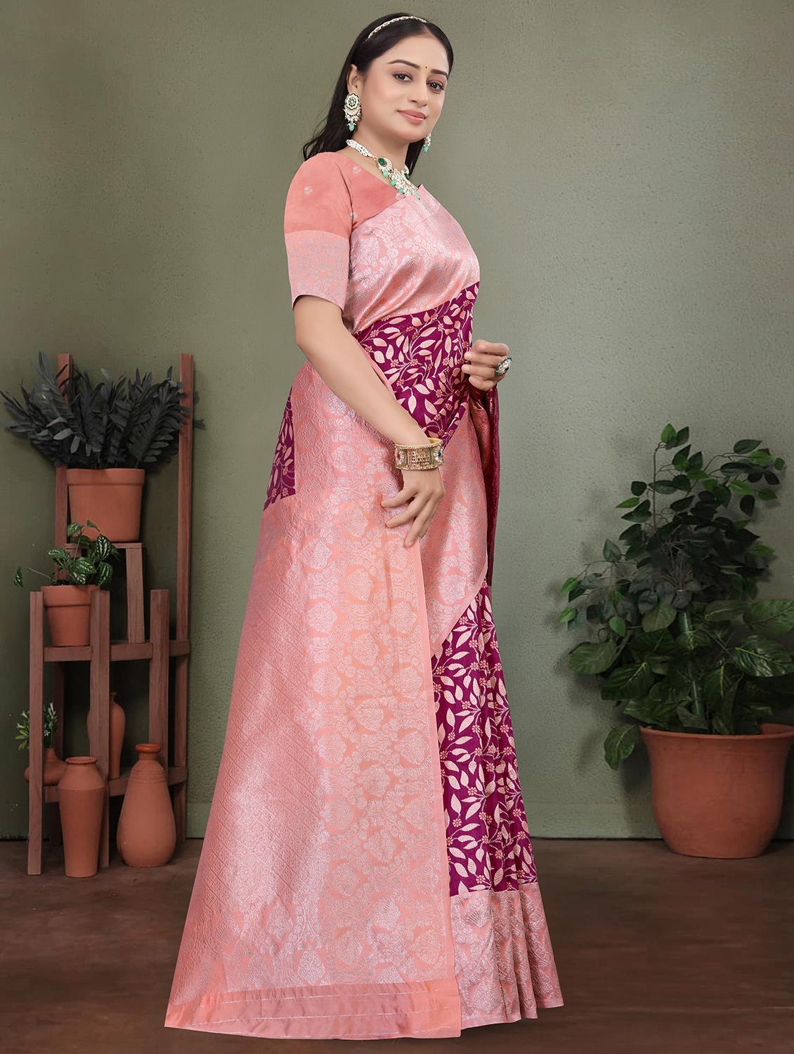 women self design banarasi saree with blouse