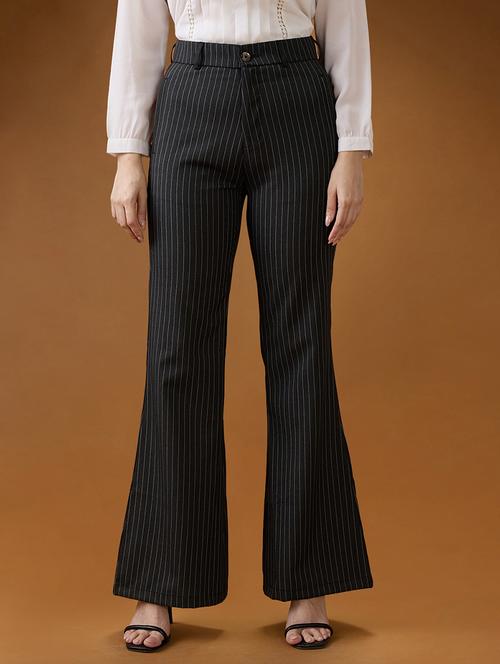 globus women grey striped mid rise tapered fit bootcut formal trousers - 21994546 -  Standard Image - 0