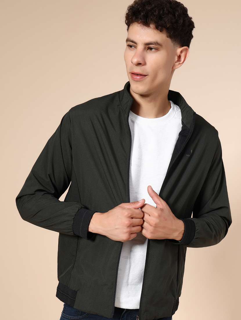 men solid long sleeve casual jacket