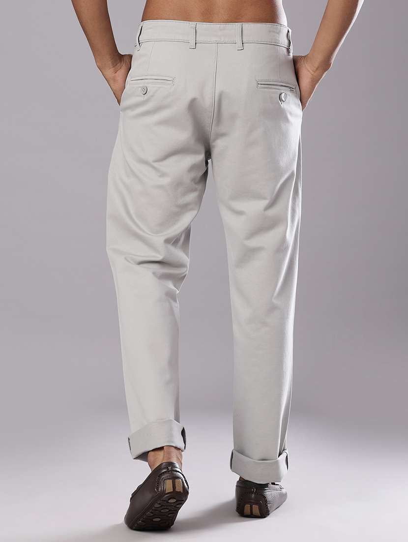 men solid mid rise straight fit chinos  - 21994684 -  Standard Image - 3