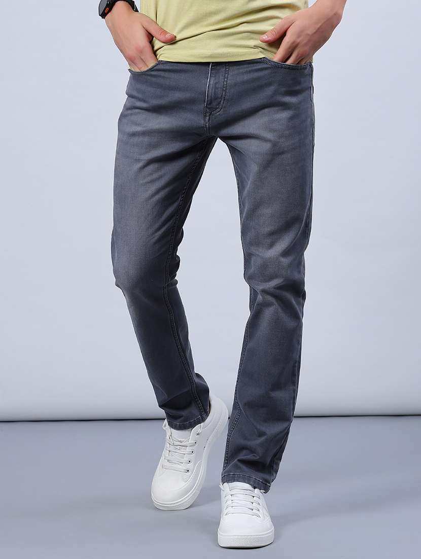 men solid mid rise slim fit jeans